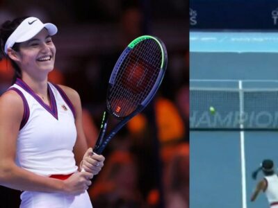 Emma Raducanu loses break point to ball boy in exhibition match