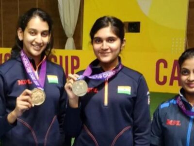 Nivetha, Esha, Ruchita win gold in women's 10m air pistol team event