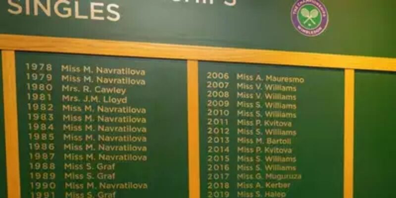Wimbledon to remove 'Miss' and 'Mrs' from honours boards