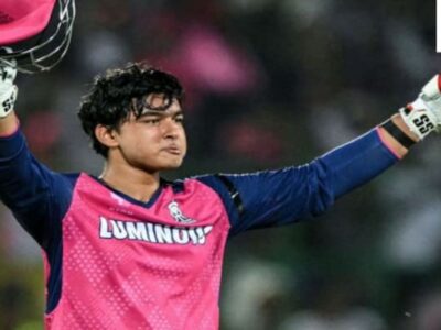 Vaibhav Suryavanshi takes off helmet after maiden IPL Century
