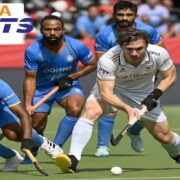 India defending The free kick against Belgium