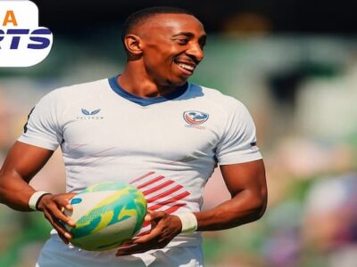 Perry Baker Holding the ball and laughing