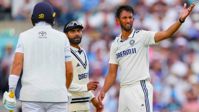 with a fiery exchange between India pacer Prasidh Krishna and England’s batting stalwart Joe Root