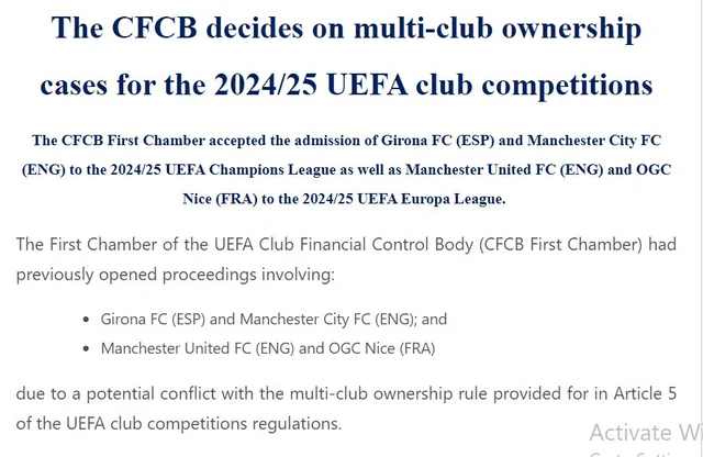 UEFA’s ownership regulations are designed to preserve the integrity of European competitions by preventing potential conflicts of interest