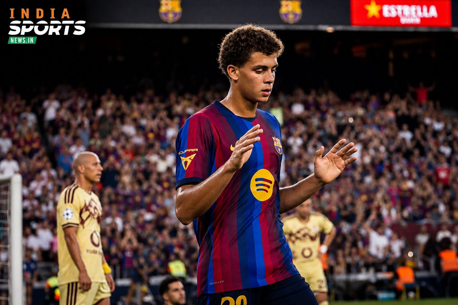 Hamza Abdelkarim in Barcelona, a young Egyptian forward emerging as a promising attacking talent for the club.