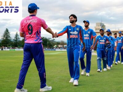Indian cricket team handshake during India vs Japan match