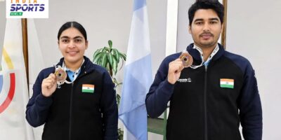 Suruchi Singh and Kamaljeet with 10m air pistol mixed team gold at Asian Games 2026