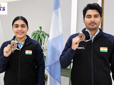Suruchi Singh and Kamaljeet with 10m air pistol mixed team gold at Asian Games 2026
