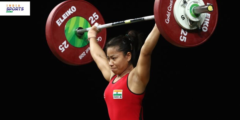Sanjita Chanu competing in weightlifting