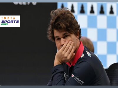 Magnus Carlsen during the Global Chess League 2026 in Bengaluru.
