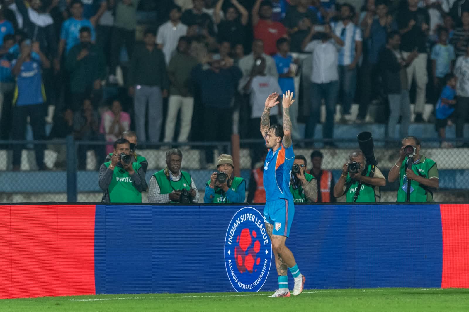 Indian forward Ryan Williams celebrating after scoring against Panama.